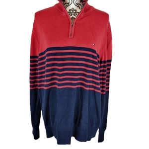 Tommy Hilfiger mens red quarter zip pullover sz xl